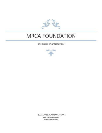 MRCA Foundation Scholarship Cover MRCA Foundation Scholarship Cover